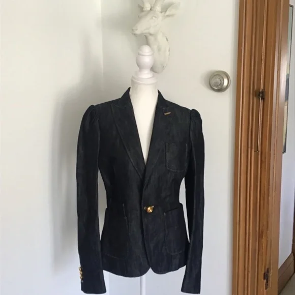 DSquared2 Size 46 Tailored Denim Blazer w Gorgeous contrast stitching - Picture 2 of 10